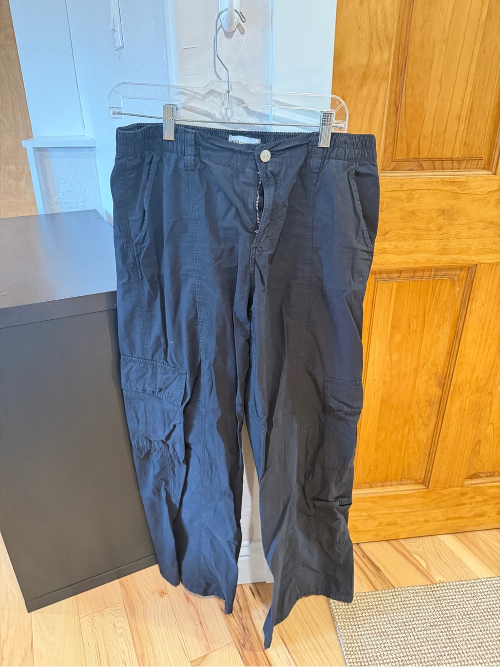 Zara Wide-Leg Black Cargo Jumpsuit-Style Pants